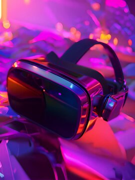 3D headset wallpaper for mobile phone with fire and colorful background, high resolution, ultra realistic photography in the style of different artists