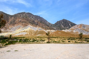 Picturesque mountains of Stefanos crater on the island of Nisyros. Greece