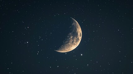 Obraz na płótnie Canvas Half moon and stars in night sky