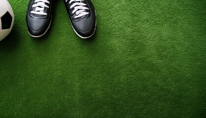 VISTA SUPERIOR DE CHUTEIRA EM CAMPO DE FUTEBOL EM CONCEITO ESPORTE DE ALTO RENDIMENTO