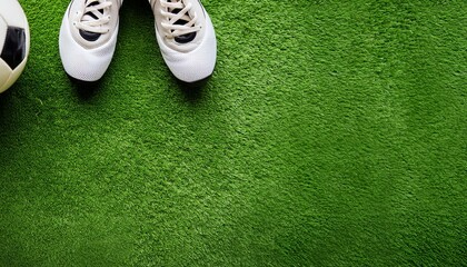 VISTA SUPERIOR DE CHUTEIRA EM CAMPO DE FUTEBOL EM CONCEITO ESPORTE DE ALTO RENDIMENTO