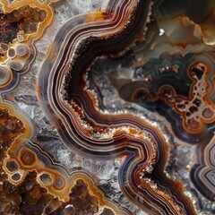 Macro shot of the swirling patterns in a cut geode - obrazy, fototapety, plakaty