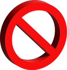 3d Sign forbidden. Icon symbol ban. Red circle sign stop entry ang slash line isolated on transparent background. Mark prohibited.
