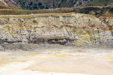 The Stefanos crater, the biggest and most impressive crater on the island of Nisyros in Greece