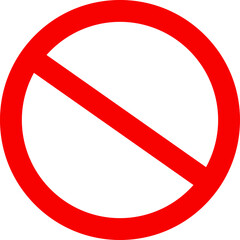 Sign forbidden. Icon symbol ban. Red circle sign stop entry ang slash line isolated on transparent background. Mark prohibited.

