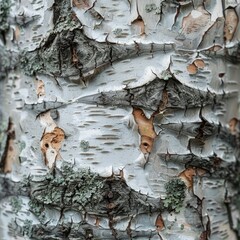 Macro photography of the bark of a birch tree