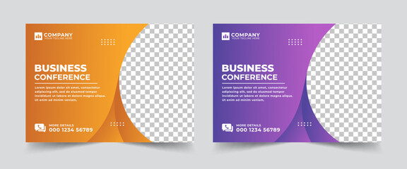 Modern business technology conference flyer and invitation banner template design for webinar, marketing webinar, etc
