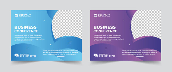 Creative technology conference webinar flyer template and business event banner invitation layout design. Technology conference social media banner layout, live webinar banner