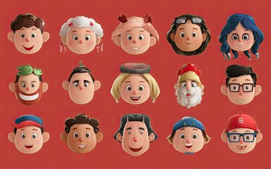 Several individuals with different cartoon character faces are showing a range of emotions, including happiness, surprise, anger, and confusion. Generative AI