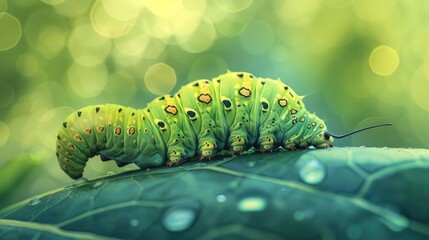 Close-up of a caterpillar on a leaf