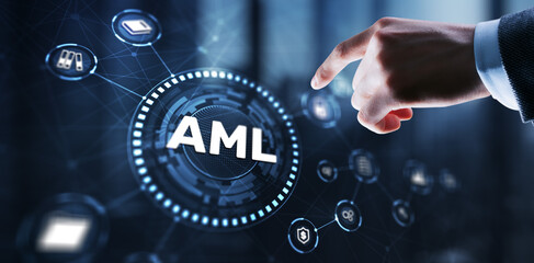AML Anti Money Laundering Financial Bank Business Technology Concept - obrazy, fototapety, plakaty