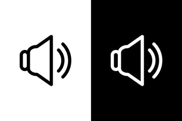 simple symbol loudspeaker white black outline icon