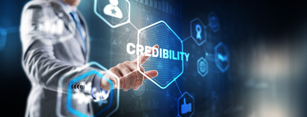 Credibility improvement concept. Multiple exposure virtual screen