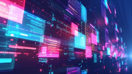 an realisttic background illustration for a knowledge base, database schemas and content, and much more, modern, futuristic - obrazy, fototapety, plakaty