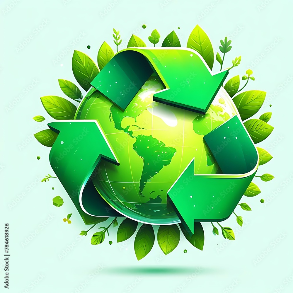 Wall mural save earth and recycling concept