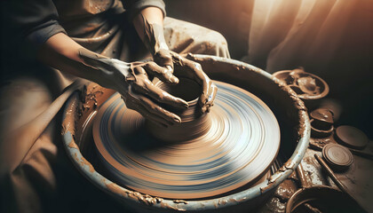 Capturing the Rhythm of Creation: Pottery Wheel Magic in Candid Daily Environments