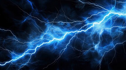lightning . Blue lightning flash on black background. stormy weather - obrazy, fototapety, plakaty