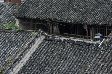 Tile roof of old Chinese house