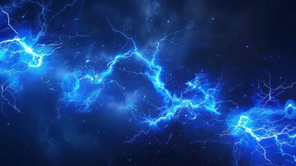 lightning . Blue lightning flash on black background. stormy weather