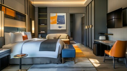 A stylish boutique hotel with contemporary design,  luxury amenities,  and personalized service,  offering guests a sophisticated and memorable travel experience