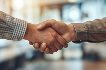 Business people shaking hands agreement together in the office.