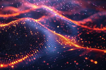 Obraz premium Technology Digital Data Abstract Background, Digital Cyberspace with Particles, Data Analysis and Access to Digital Data, Digital Data Network Connections, 3D rendering.