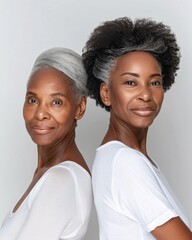 black stylish mother with daughter on isolated background