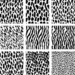 Seamless animal pattern set. Collection of print skin mammal fur and skin reptile. Printable Background vector - 784622996