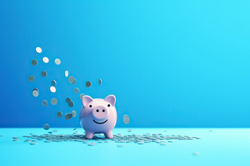 generated illustration Coins dropping into a piggy bank