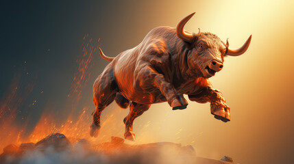 generated illustration finance bull market design. Bulls bussiness investment background.