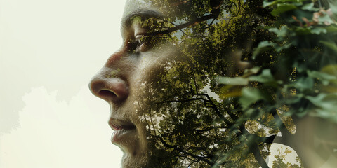 A creative combination of face and forest creating an extraordinary artistic composition.