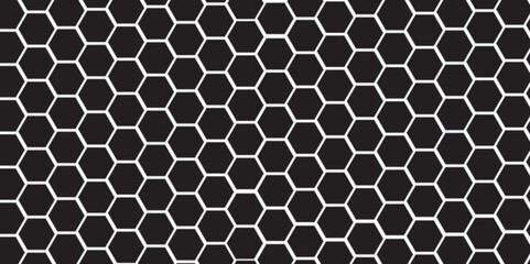 Black hexagon with white stripes and simple background. seamless hexagon mosaic aluminum silver surface. Geometric pattern. Vector in flat design. Abstract metal hexagon layers. 
