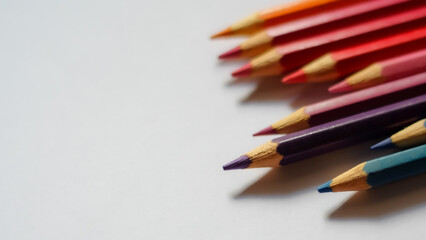 Obraz premium Beautiful colour pencils use as background with copy space. Color pencils isolated on white background close up with Clipping path.
