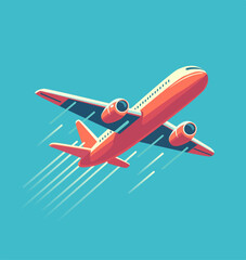 Flying airplane. Flat vector illustration. 