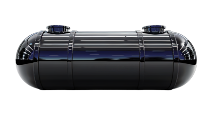 Fiberglass Tank , Compact cylindrical pressure vessel with end caps and nozzles, designed for industrial applications involving the storage and processing of gases or liquids