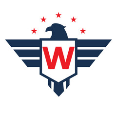 Initial Wing Logo On Letter W For Transportation Symbol