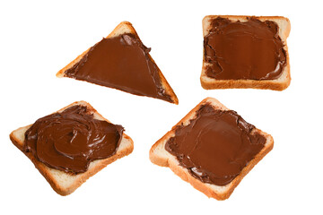 Сhocolate paste sandwich isolated on white background.