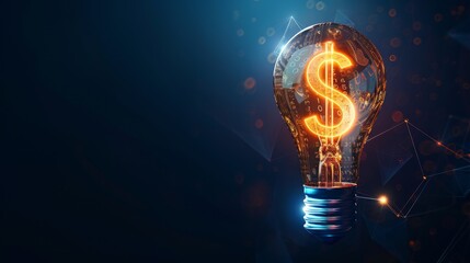 Business and Strategy: A 3D vector illustration of a lightbulb with a dollar sign filament - obrazy, fototapety, plakaty