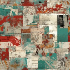 Abstract Geometric Collage with Grunge Textures and Urban Influence