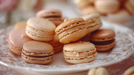 Assorted macarons on a plate.