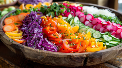 A colorful salad with a variety of vegetables.