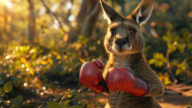Kangaroo with red boxing gloves.