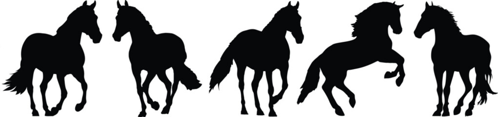 Horse silhouette vector set Isolated On White Background