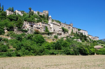 Medieval village of Montbrun les Bains in the Baronnies in the South East of France, Europe