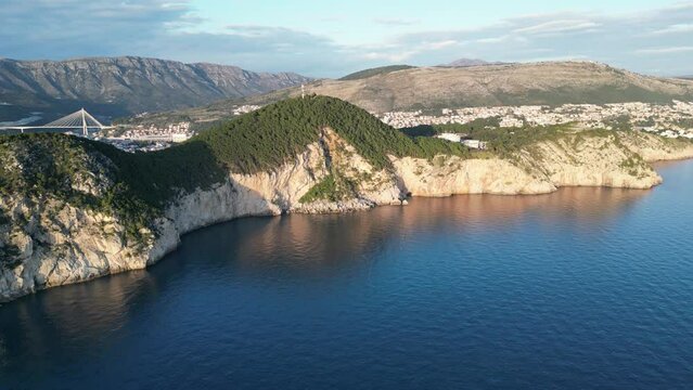 Amazing Croatia. The high steep shore leading into the crystal clear sea.