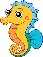 Fototapeta premium Cute Seahorse cartoon style vector design