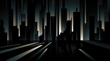 Modern Abstract Cityscape Silhouette at Twilight
