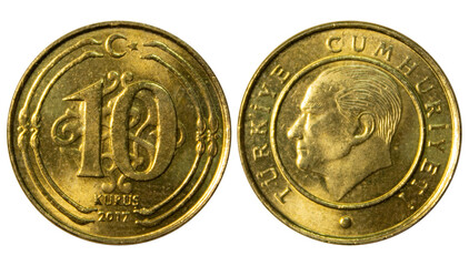 Ten (10) Turkish kurus coin of 2017