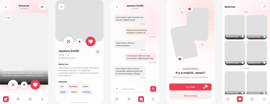 Date, Relations, Social Communication, Chat with friends and Dating Mobile App Ui Kit Template