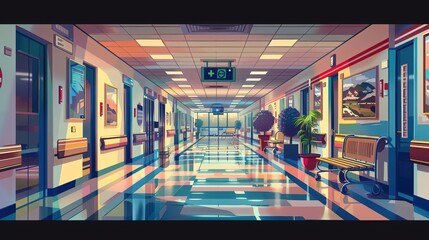 Hospitals strain under the surge, their halls filled with the quiet urgency of combating a serious epidemic, captured in somber closeup - obrazy, fototapety, plakaty
